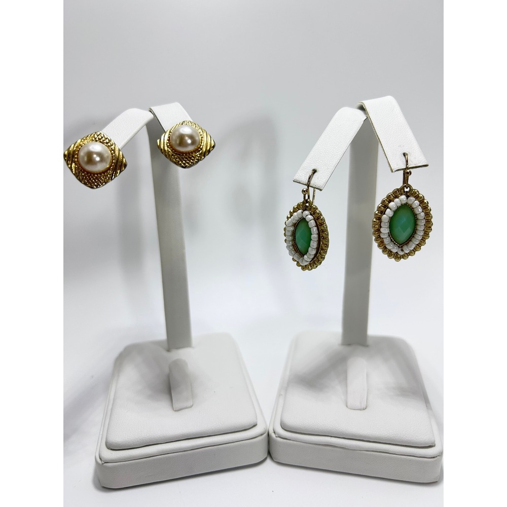 Unbranded Earring Lot Women Multi Good Vintage Faux Pearl Green Bead Drop Stud
